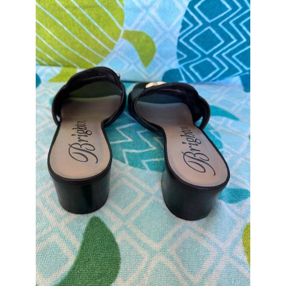 Brighton Kacey Interlock Leather Slide Sandals With Silver Accent  Black  Size 8 - Picture 4 of 10
